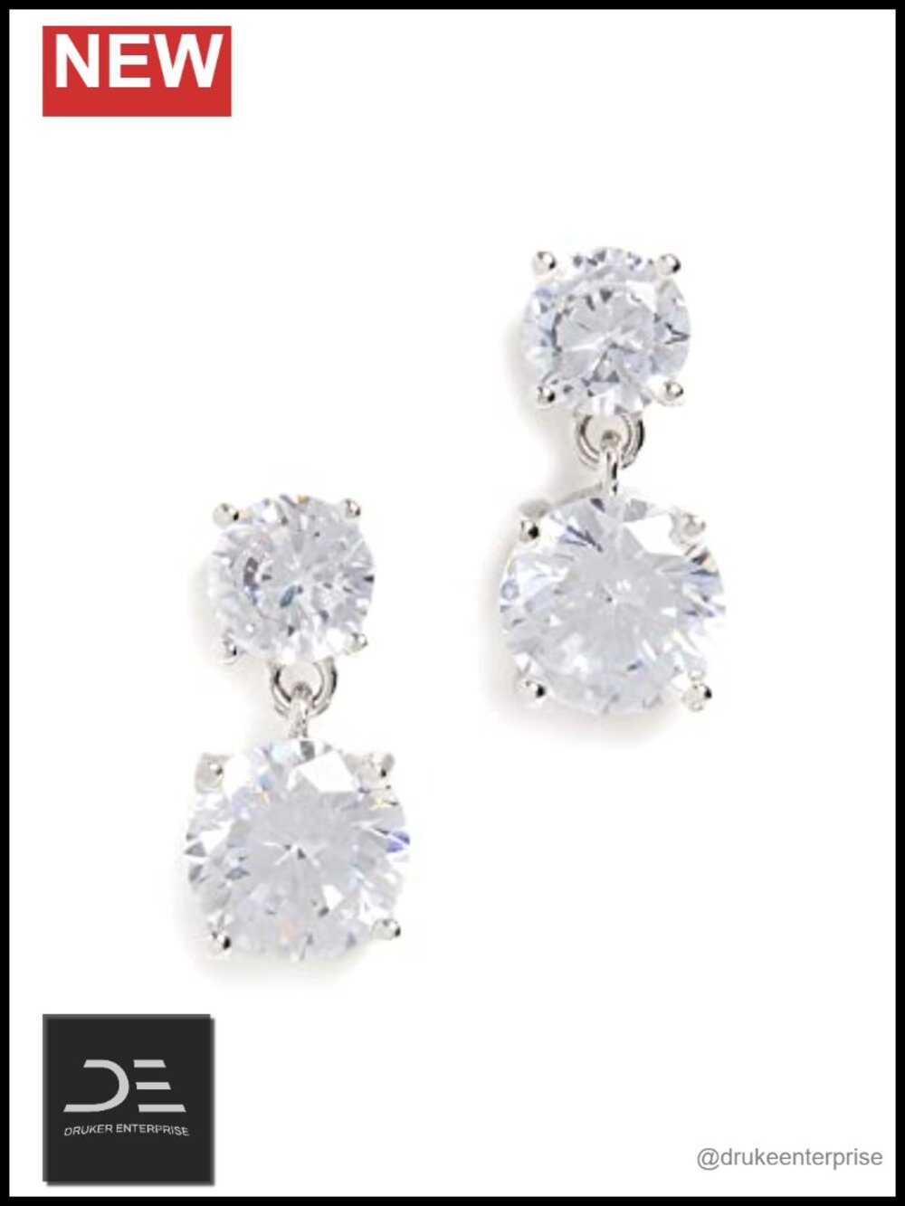 CZ Drop Earrings Gold-Plated Brass 18K Prong Set 2ct Promise